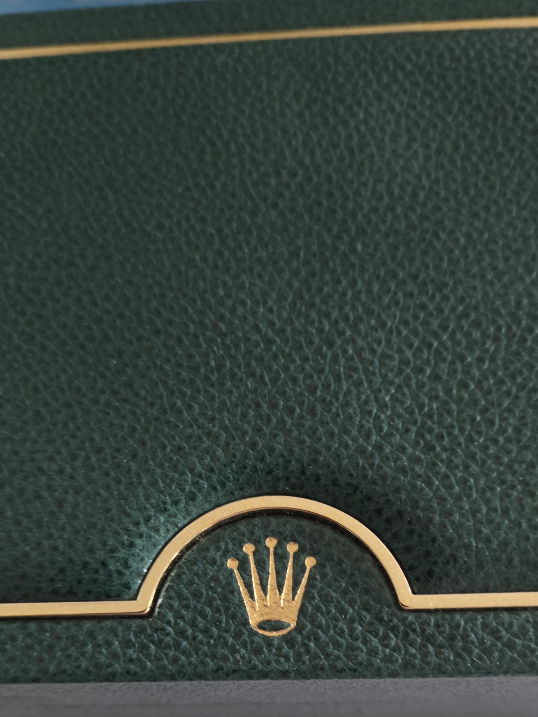 Rolex Dark Green Leather Authentic Case With Gold Rolex Crown Detail